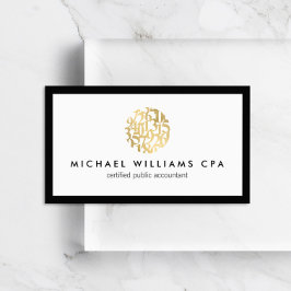 Classic Faux Guld Numbers Logotyp Accountant Visitkort