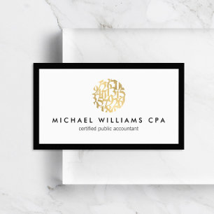 Classic Faux Guld Numbers Logotyp Accountant Visitkort