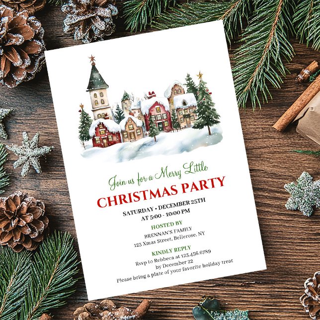 Classic festive city Christmas party dinner invite Inbjudningar (Classic festive city Christmas party dinner invitation)