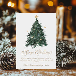 Classic Festive Gold Christmas Tree Julkort