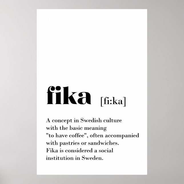 Classic Fika Definition Coffee Sweden Poster (Framsidan)