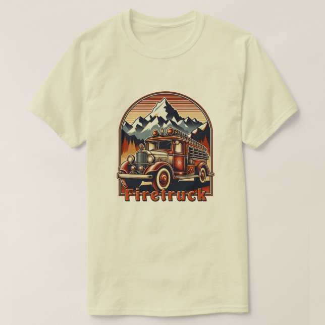 Classic Fire Truck & Mountain T Shirt (Design framsida)