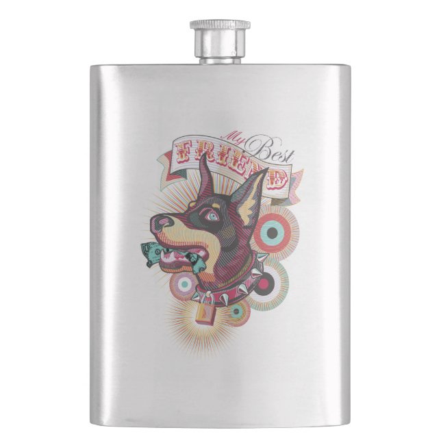 Classic Flask – Urban Loyalty Doberman Pop-Art  Fickplunta (Framsidan)
