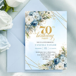 Classic Floral 70th Birthday Party Invitation Inbjudningar