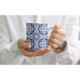 Classic Floral Ceramic Mediterranean Tile Mugs Kaffemugg
