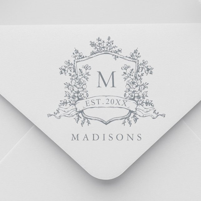 Classic Floral Crest Monogram Självfärgande Stämpel (Skapare uppladdad)