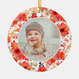 Classic Floral Frame Baby's First Christmas  Julgransprydnad Keramik