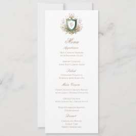 Classic Floral Monogram Crest Wedding Menu Card Spara Datumet