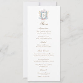 Classic Floral Monogram Crest Wedding Menu Card Spara Datumet