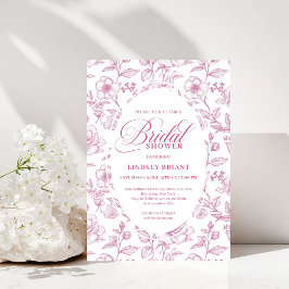 Classic Floral Toile Roses Bridal Shower Invites Inbjudningar