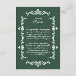 Classic Forest Green Ornately Framed Wedding Tilläggskort