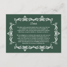 Classic Forest Green Ornately Framed Wedding Tilläggskort