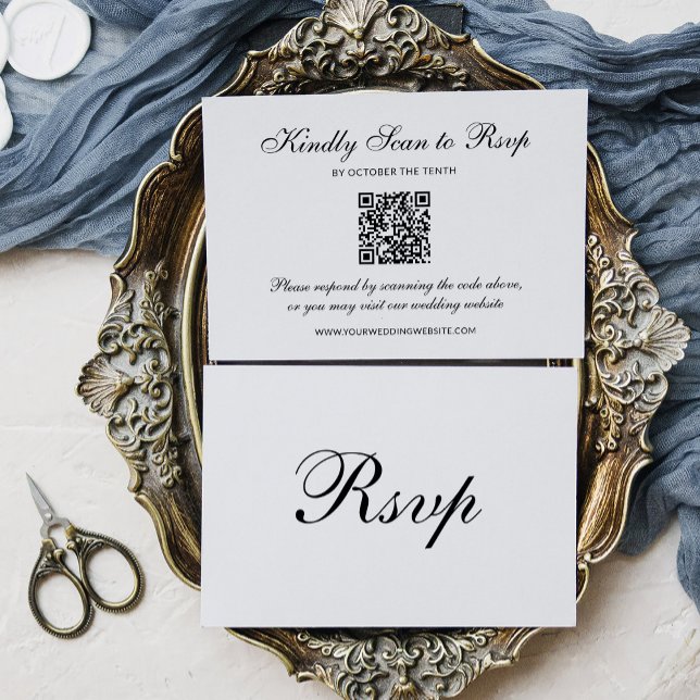 Classic Formal Black and White | QR Code Wedding OSA Kort (Skapare uppladdad)