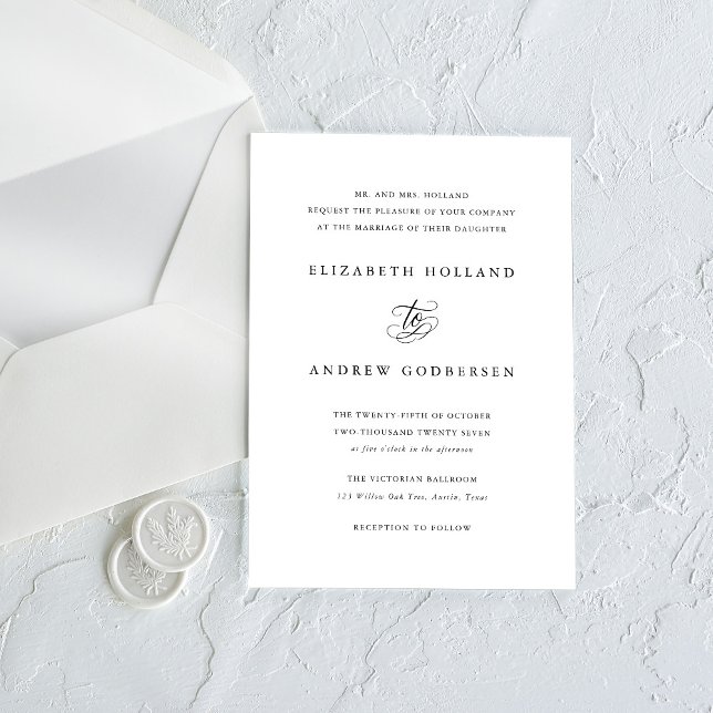 Classic Formal Black and White Wedding Invitation Inbjudningar (Skapare uppladdad)