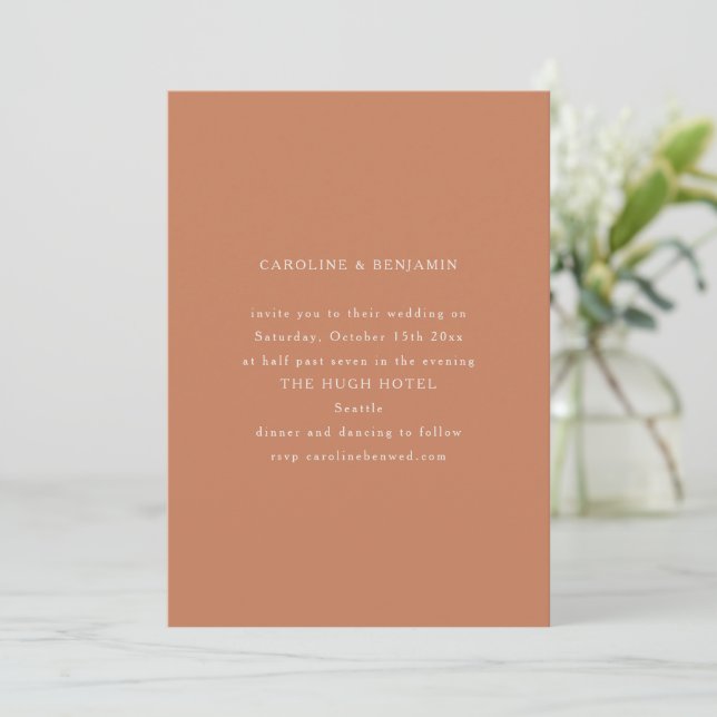 Classic Formal Copper Brown Minimalist Wedding Inbjudningar (Stående Fram)
