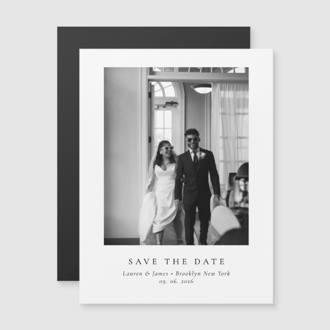 Classic Formal Magnetic Wedding Save The Date (Fram/baksida)