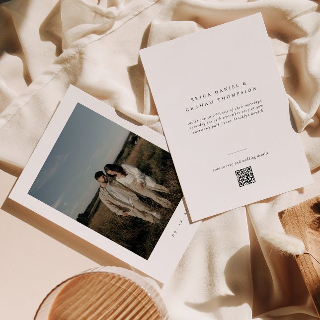 Classic Formal QR Code Wedding Photo Invitation Inbjudningar (Skapare uppladdad)