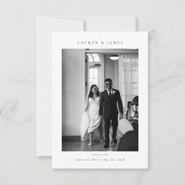Classic Formal Wedding Photo Save the Date Spara Datumet (Framsida)