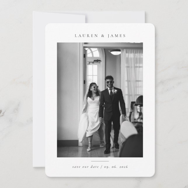 Classic Formal Wedding Photo Save the Date Spara Datumet (Framsida)