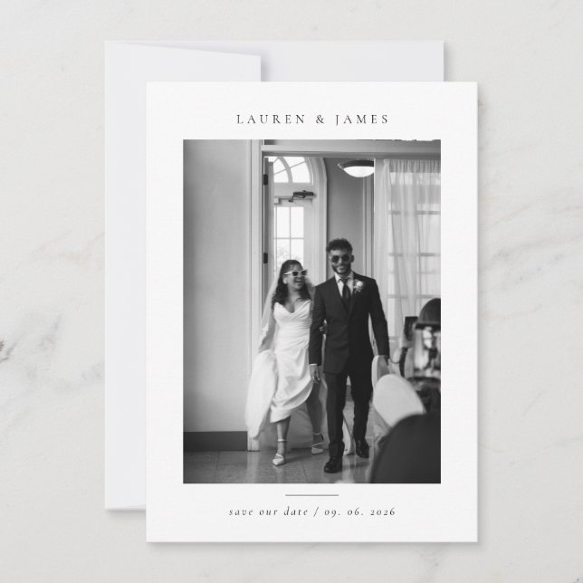 Classic Formal Wedding Photo Save the Date Spara Datumet (Framsida)