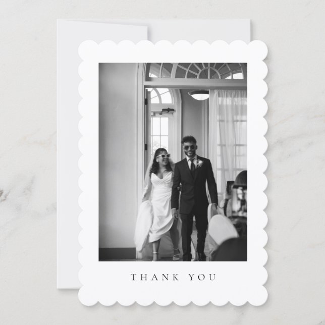 Classic Formal Wedding Photo Scalloped Tack Kort (Framsida)