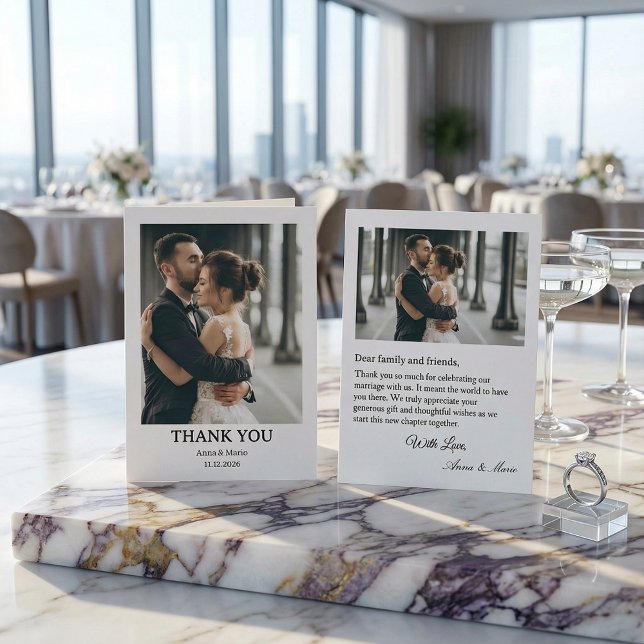 Classic Formal Wedding Photo Thank You Card Tack Kort (Skapare uppladdad)