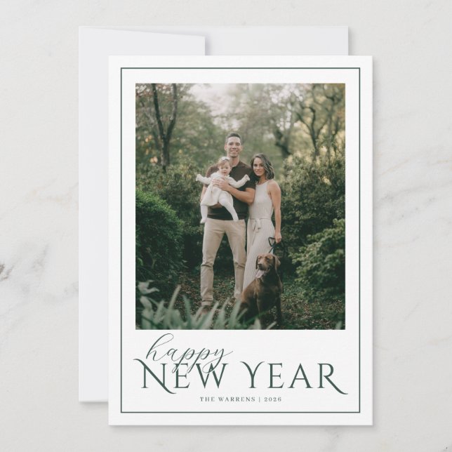 Classic Frame New Year Photo Julkort (Framsida)
