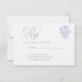 Classic French Blue Wedding RSVP card OSA Kort