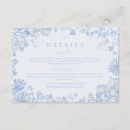 Classic French Blue White Floral Wedding Enclosure Tilläggskort