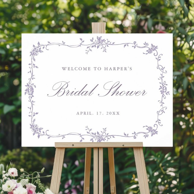 Classic French Lavender Bridal Shower Welcome Poster (Skapare uppladdad)