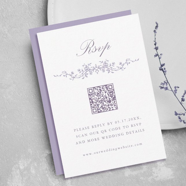 Classic French Lavender Floral Border Wedding RSVP Inbjudningar (Skapare uppladdad)