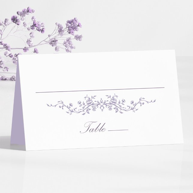 Classic French Lavender Floral Wedding Place Card Kort (Front)