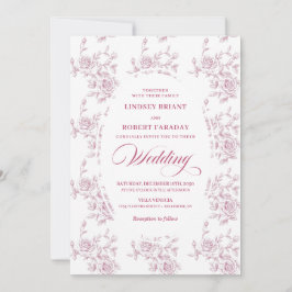 Classic French Toile Roses Wedding Invitation Inbjudningar