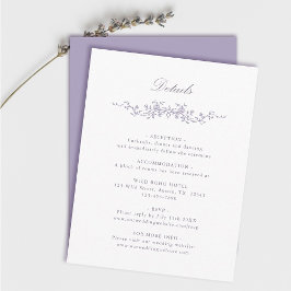 Classic French Victorian Lavender Wedding Details Tilläggskort