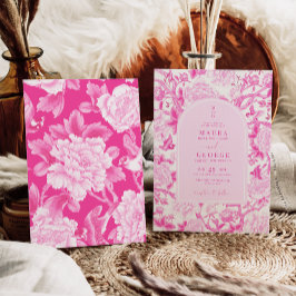 Classic Fuchsia Blommigt Chinoiserie Garden Weddin Inbjudningar