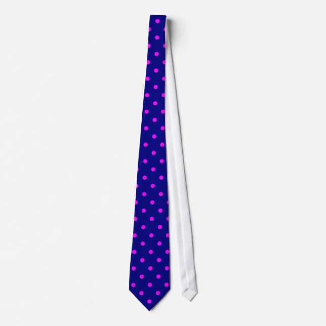 Classic Fuchsia Polka dots på marinplattan Slips (Framsida)