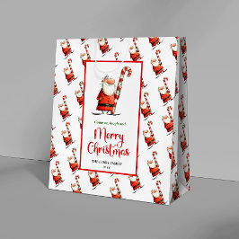 Classic funny Santa gift bag red green celebration