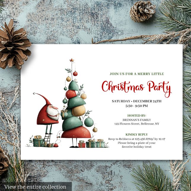 Classic Funny Santa Red Green Holiday Invitation Inbjudningar (Classic Funny Santa Red Green Holiday Invitation)
