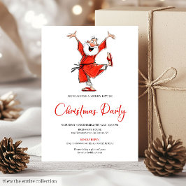 Classic Funny Santa Watercolor Christmas Invite Inbjudningar