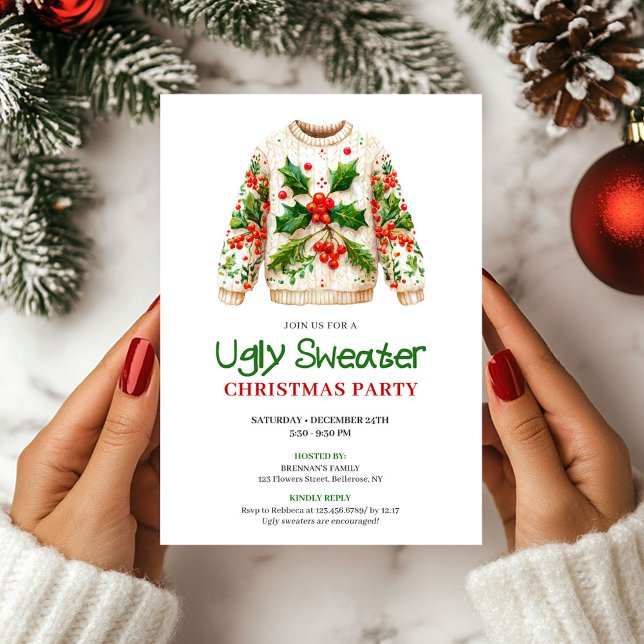 Classic Funny Ugly Sweater Holiday Invite Inbjudningar (Classic Funny Ugly Sweater Holiday Invite)