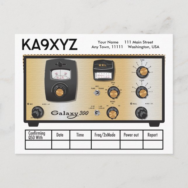 Classic Galaxy 300 Radio Transceiver QSL Vykort (Framsida)