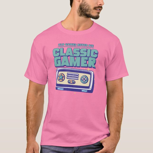 Classic Gamer - Old games never die T Shirt (Framsida)
