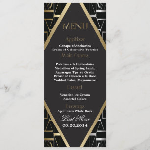 Classic Gatsby Deco Bröllop Menu 2 Meny