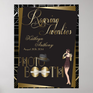 Classic Gatsby Deco Bröllop Photo Booth Poster