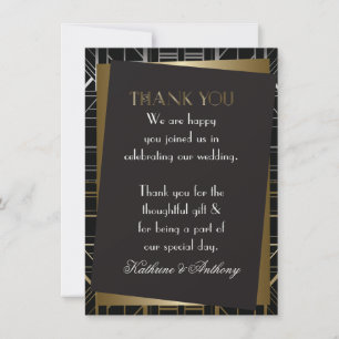 Classic Gatsby Deco Bröllop Tack Inbjudningar