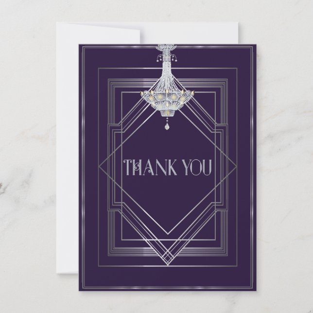 Classic Gatsby Deco Bröllop Tack Manuela Kort (Framsida)