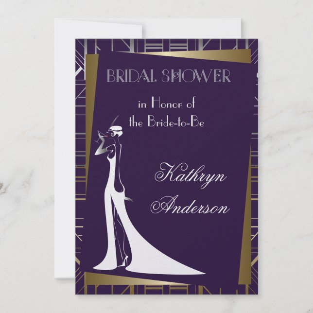 Classic Gatsby Deco Inbjudningskort för möhippan (Framsida)