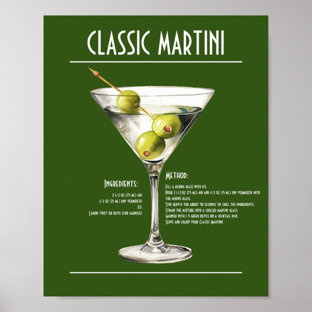 Classic Gin Martini Recipe Poster (Framsidan)