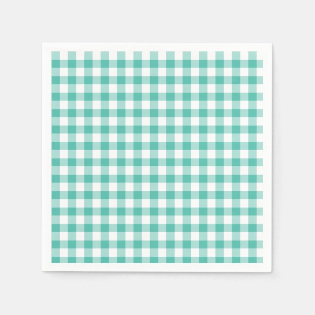 Classic Gingham Bluegrass Grönt Pappersservett (Framsidan)