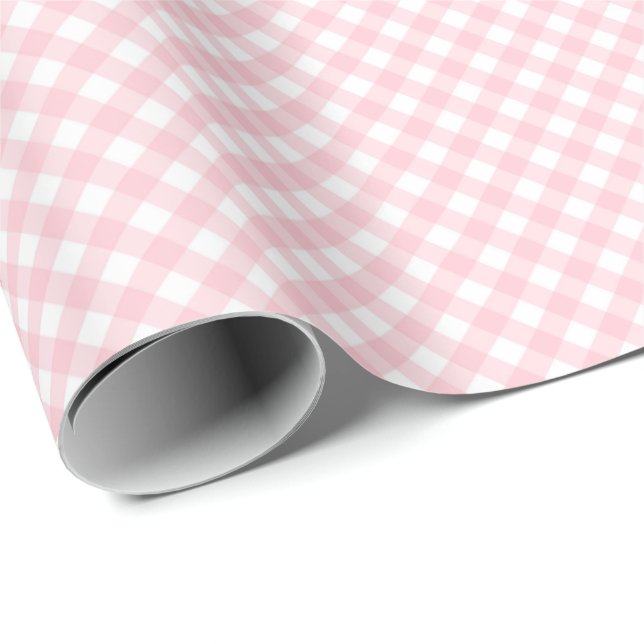 Classic Gingham Check Play Mönster Pastel Rosa Presentpapper (Rullad Hörn)